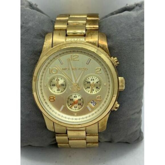 Michael Kors MK5055 Unisex Watch Chronograph Gold Stainless Steel 38mm Case D527 - Picture 2 of 9